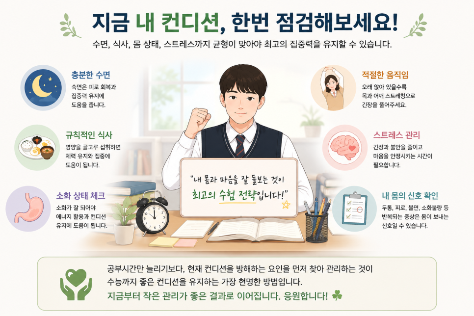 수험생 컨디션 관리 점검 항목