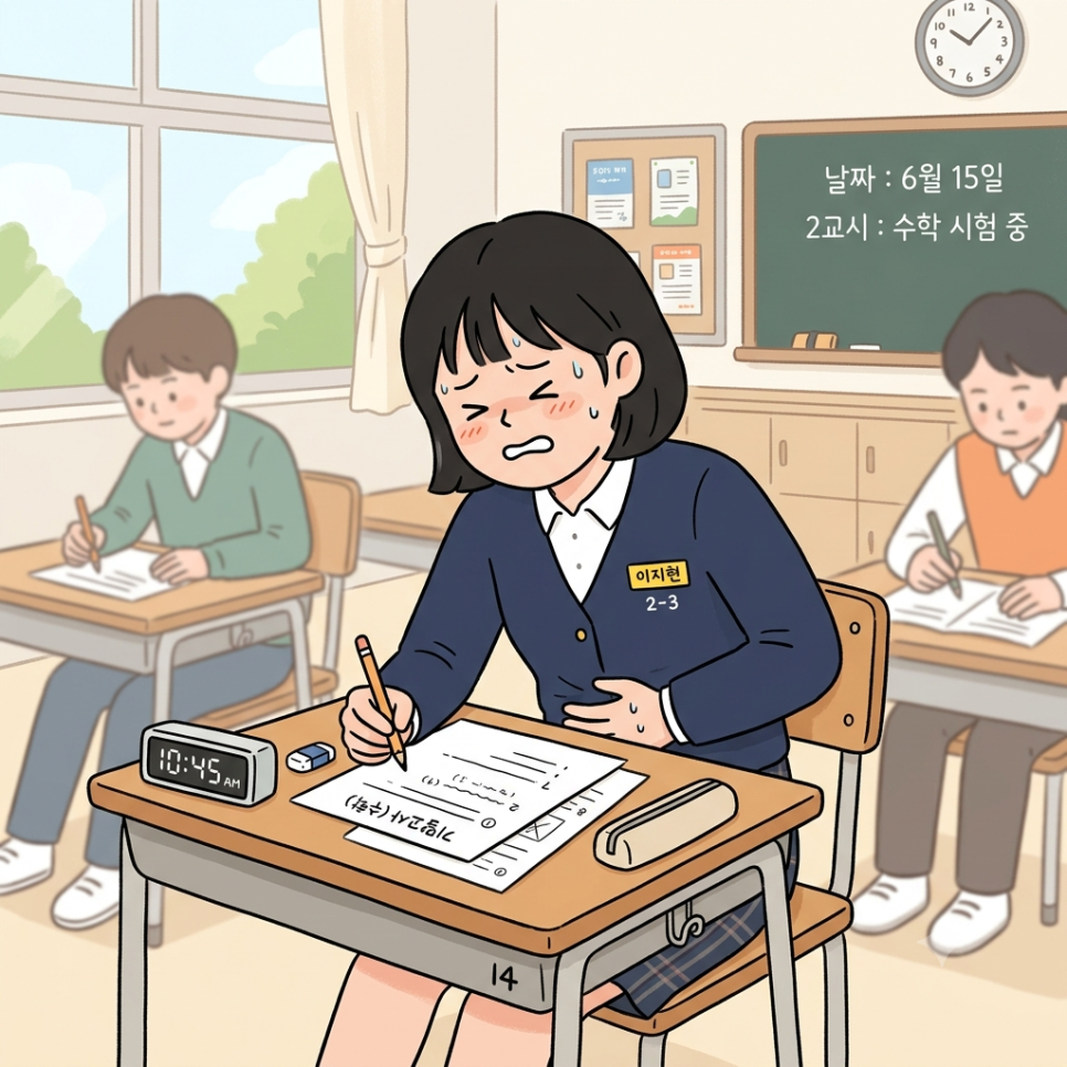 시험을 앞두고 복통을 느끼는 수험생