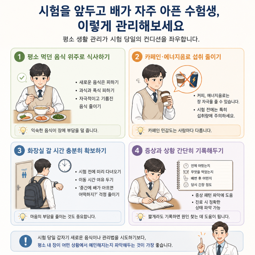 시험 전 수험생 복통과 설사 생활관리