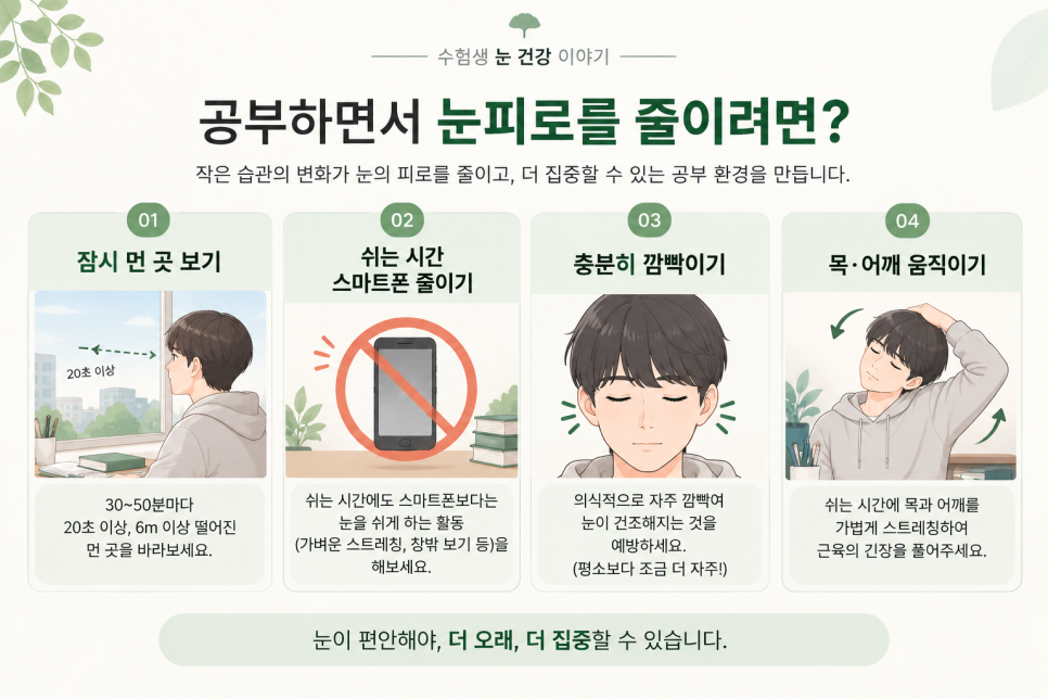 공부 중 눈피로를 줄이는 생활관리 방법